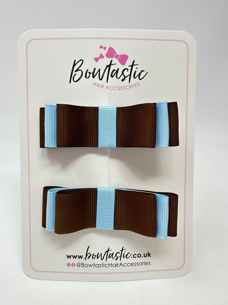 3 Inch Slide Bows - Turftan & Blue Topaz - 2 Pack