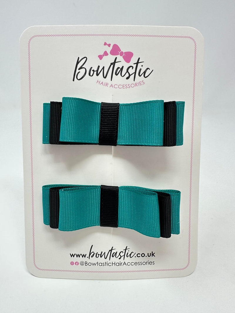 3 Inch Slide Bows - Jade Green & Black - 2 Pack