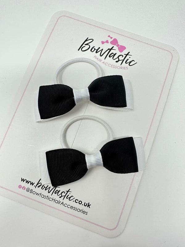 2.5 Inch Thin Style Bows Thin Elastic - Black & White - 2 Pack