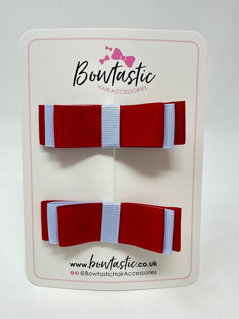 3 Inch Slide Bows - Red & Bluebell - 2 Pack