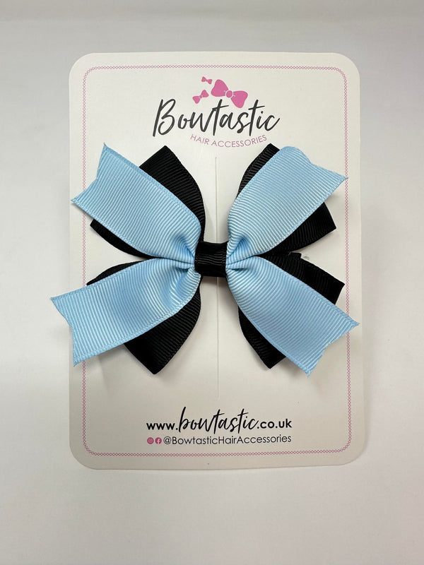 3.5 Inch 2 Layer Bow - Black & Blue Topaz