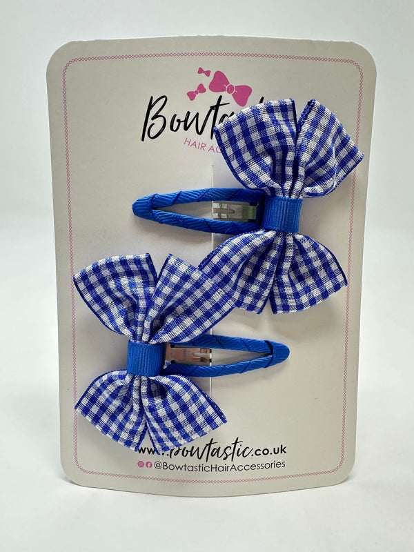 2.5 Inch Butterfly Snap Clips - Royal Blue Gingham - 2 Pack