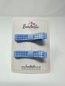 2.25 Inch Slide Bows - Light Blue Gingham - 2 Pack