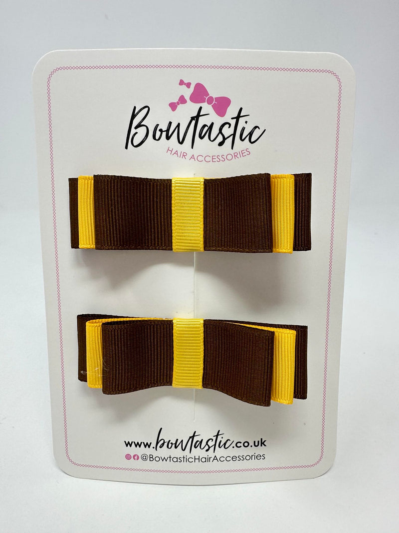 3 Inch Slide Bows - Turftan & Yellow Gold - 2 Pack