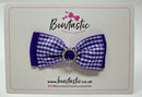 3 Inch Gem Bow - Purple Gingham