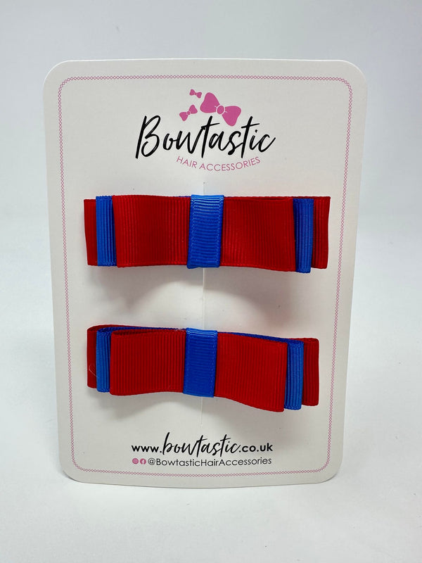 3 Inch Slide Bows - Royal Blue & Red - 2 Pack