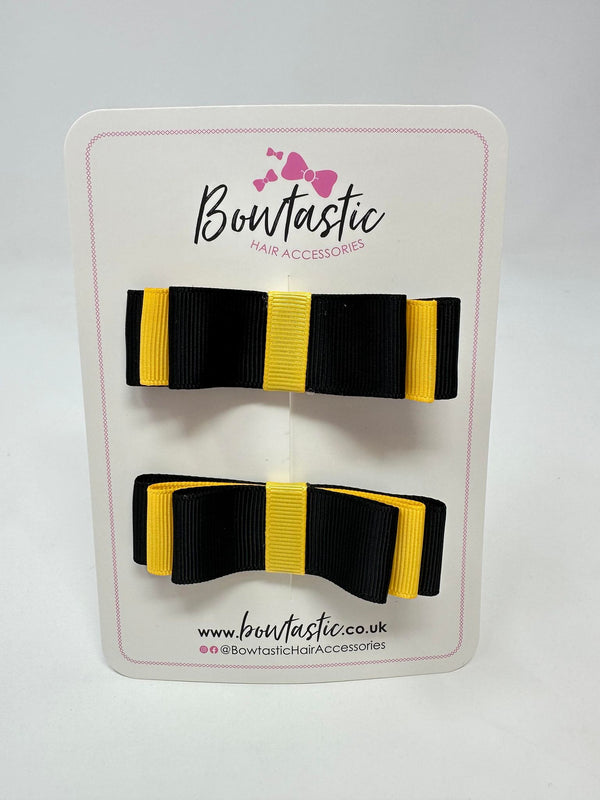 3 Inch Slide Bows - Black & Yellow Gold - 2 Pack