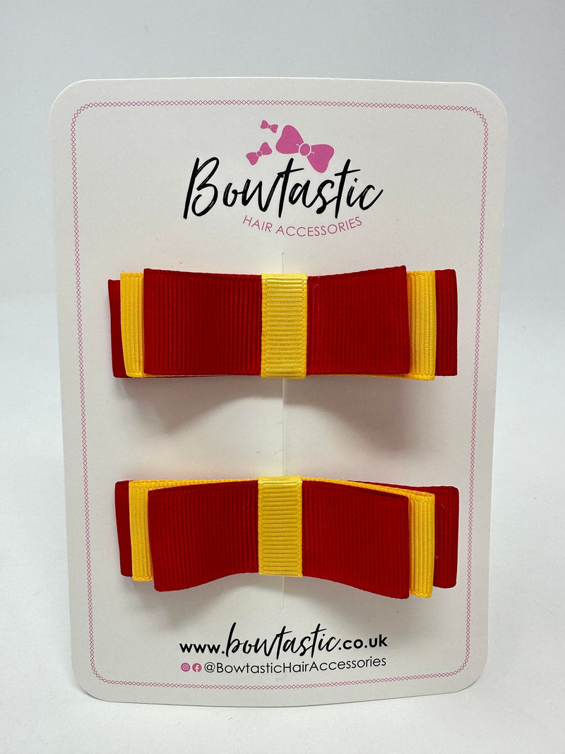 3 Inch Slide Bows - Red & Yellow Gold - 2 Pack