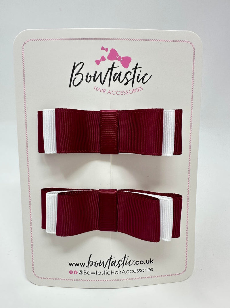 3 Inch Slide Bows - Wine & White - 2 Pack