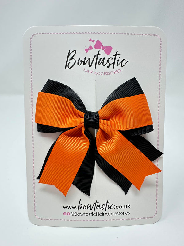 3 Inch Layer Tail Bow - Orange & Black