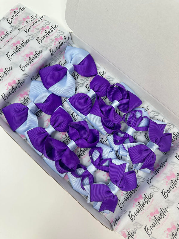 School Bundle - 3 Inch Bows - Purple & Bluebell - 10 Pack