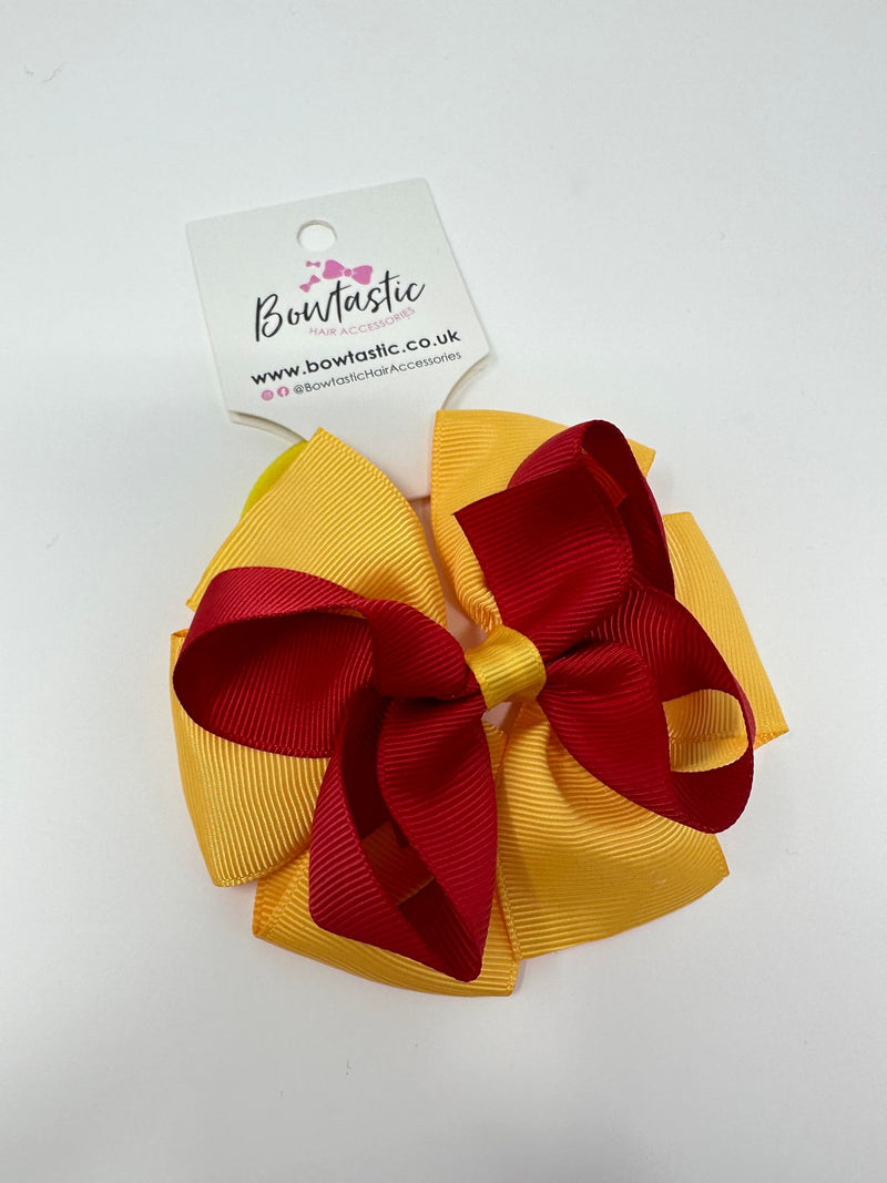 3.75 Inch Double Bow Bobble - Red & Yellow Gold