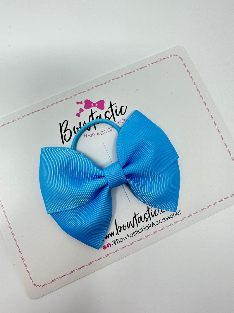 3 Inch Twist Bow Thin Elastic - Blue Mist