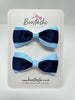 3 Inch Thin Tuxedo Bows - Navy & Blue Topaz - 2 Pack