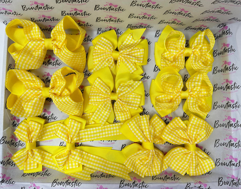 School Bundle - 5 Matching Pairs - Yellow Gingham