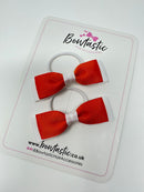 2.5 Inch Thin Style Bows Thin Elastic - Orange & White - 2 Pack