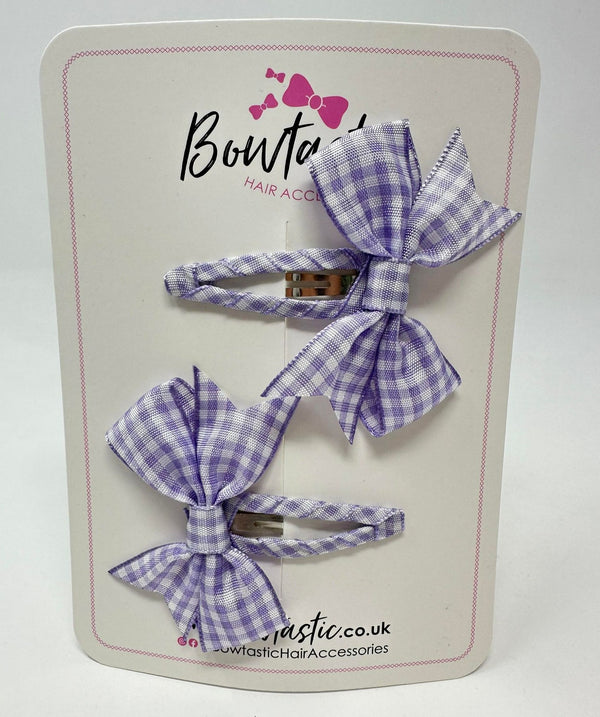 2 Inch Snap Clips - Lilac Gingham - 2 Pack