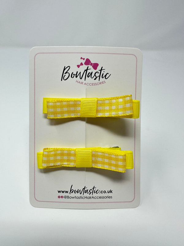 2.25 Inch Slide Bows - Yellow Gingham - 2 Pack