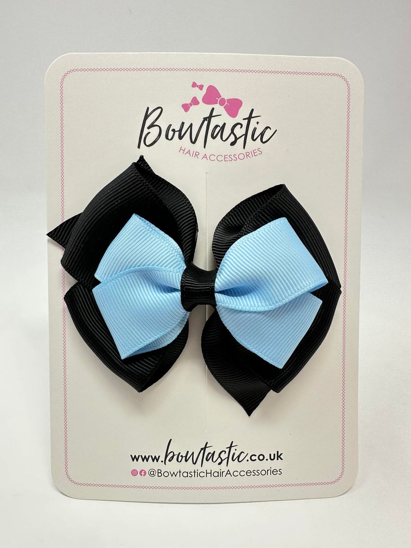 3.75 Inch Layered Bow - Blue Topaz & Black