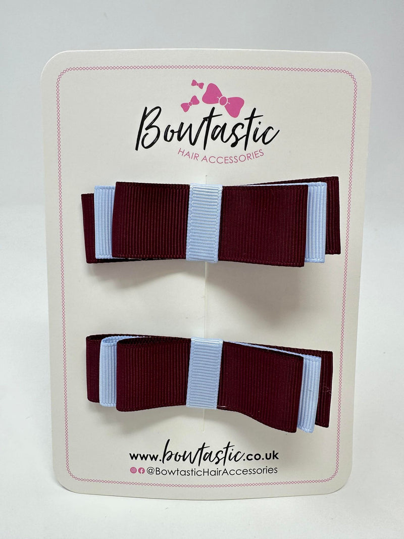 3 Inch Slide Bows - Burgundy & Bluebell - 2 Pack