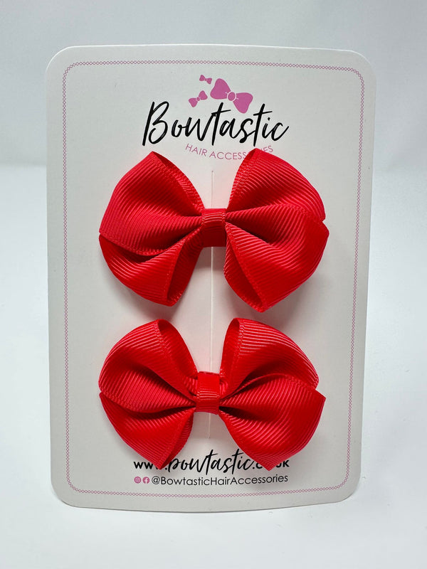 2.5 Inch Flat Bow - Hot Red - 2 Pack