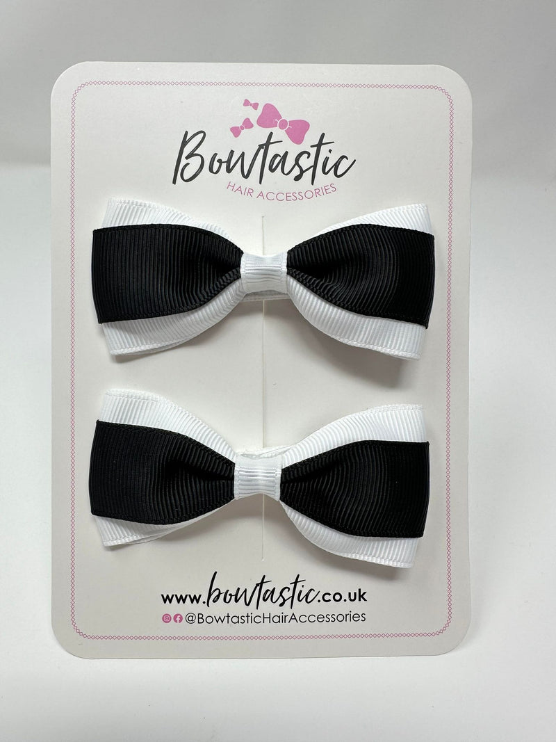 3 Inch Thin Tuxedo Bows - Black & White - 2 Pack