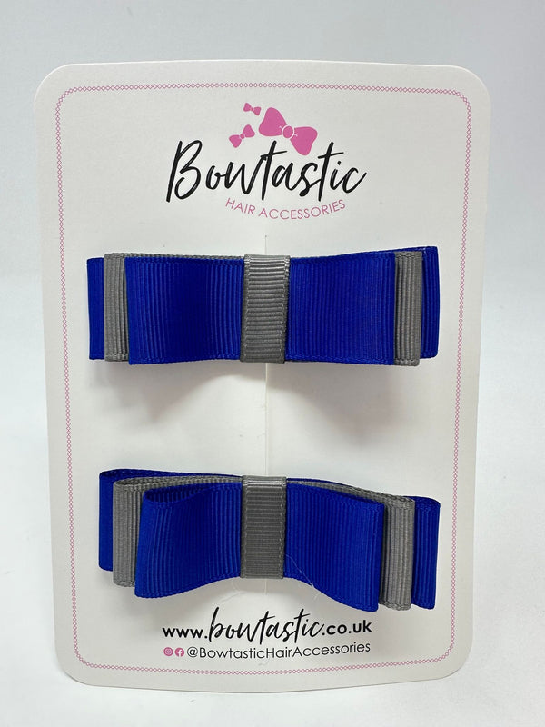 3 Inch Slide Bows - Cobalt & Metal Grey - 2 Pack