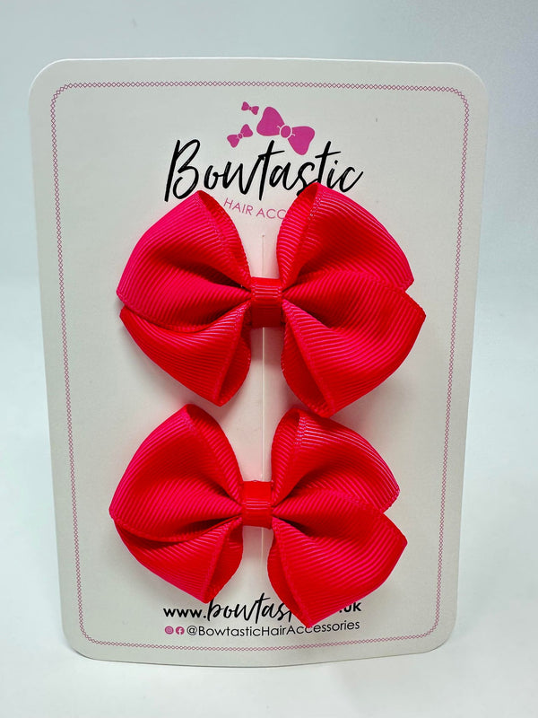 2.5 Inch Flat Bow - Shocking Pink - 2 Pack