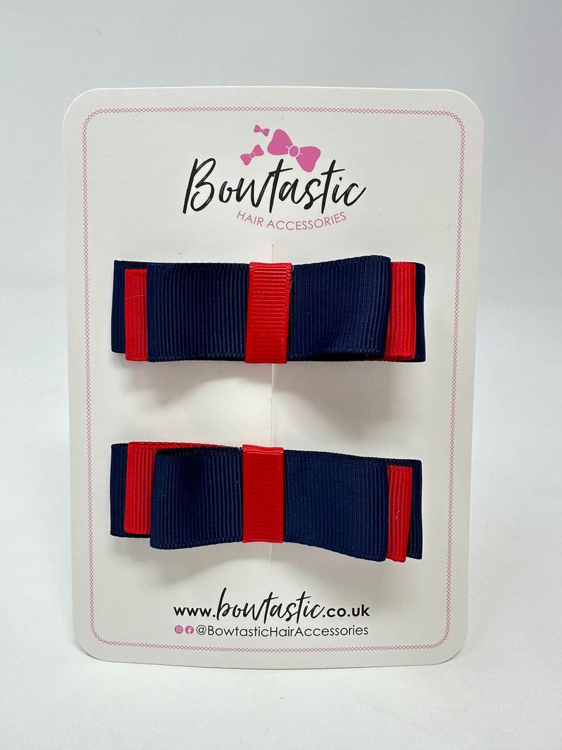 3 Inch Slide Bows - Navy & Red - 2 Pack