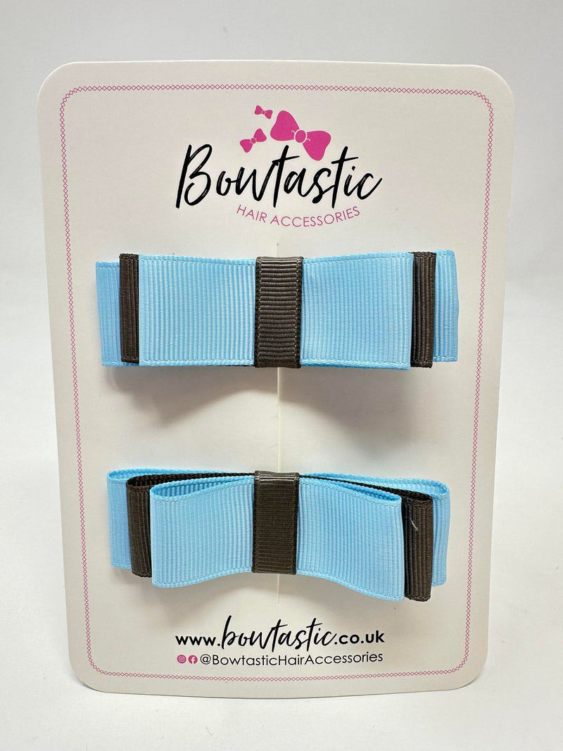 3 Inch Slide Bows - Blue Topaz & Metal Grey - 2 Pack