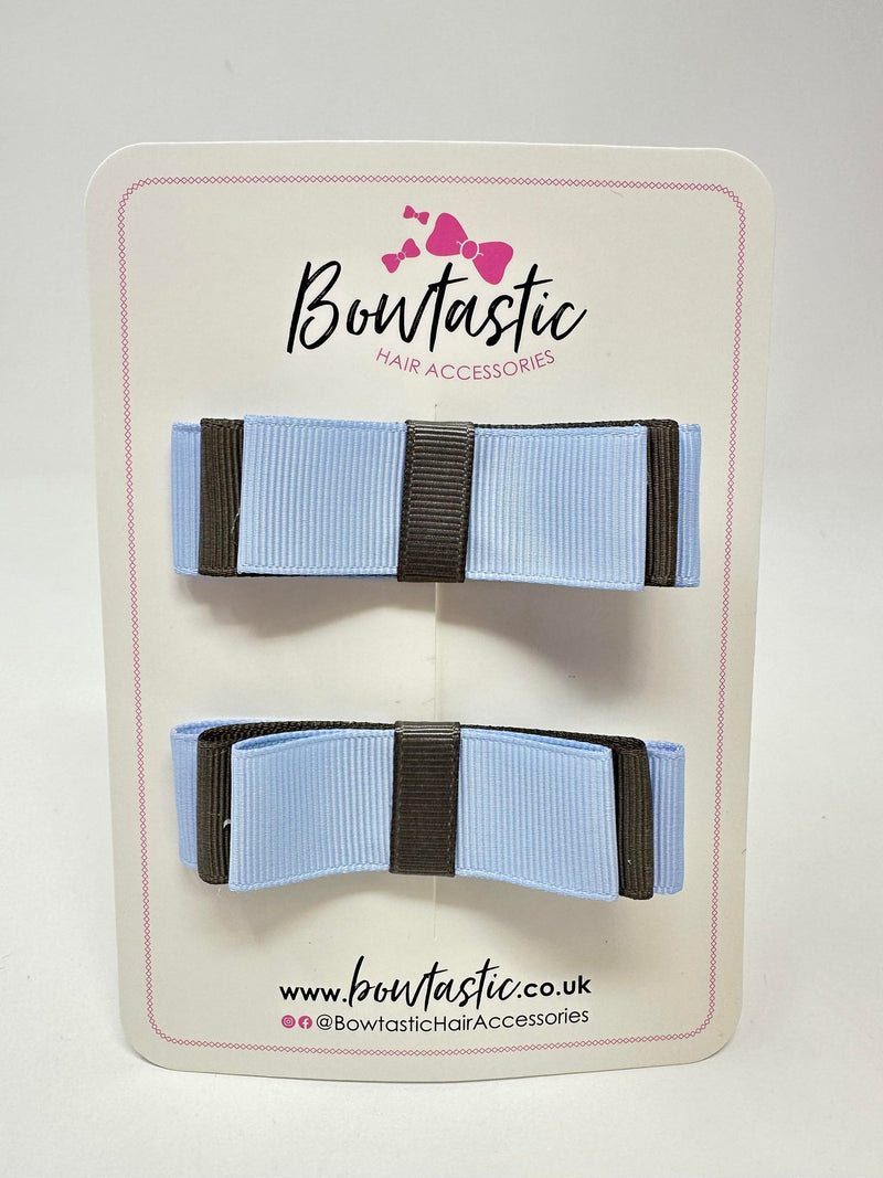 3 Inch Slide Bows - Bluebell & Metal Grey - 2 Pack