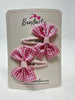 2.5 Inch Butterfly Snap Clips - Pink Gingham - 2 Pack