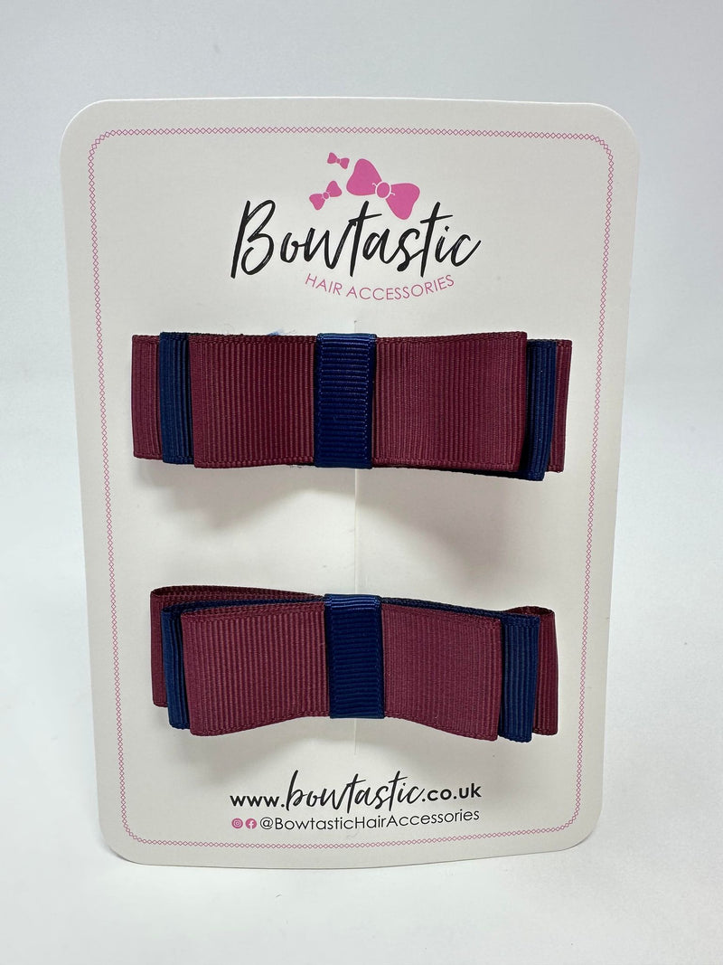 3 Inch Slide Bows - Burgundy & Navy - 2 Pack