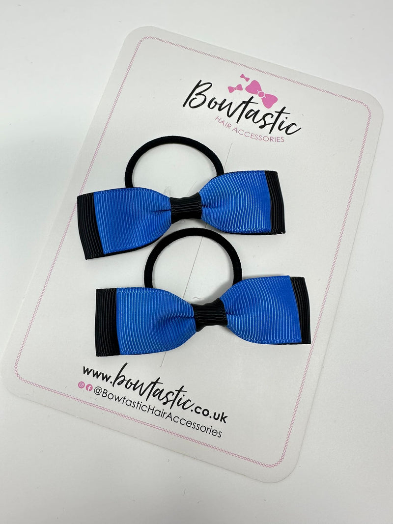 2.5 Inch Thin Style Bows Thin Elastic - Royal Blue & Black - 2 Pack