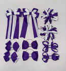 School Bundle - 3 Inch Bows - Purple & White - Clips & Bobbles