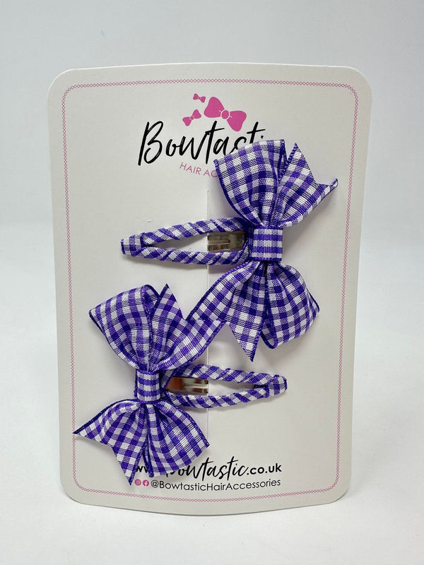 2 Inch Snap Clips - Purple Gingham - 2 Pack