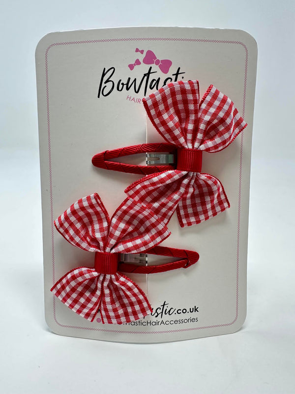 2.5 Inch Butterfly Snap Clips - Red Gingham - 2 Pack