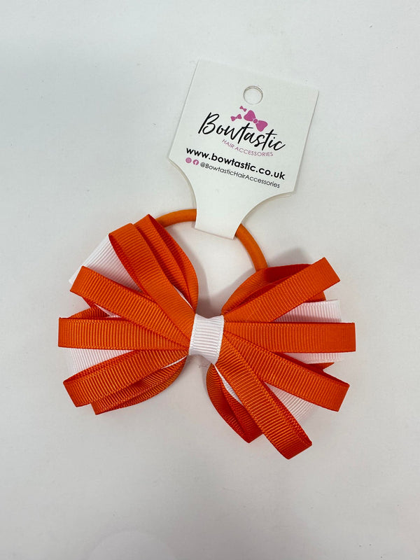 4 Inch Loop Bow Bobble - Orange & White