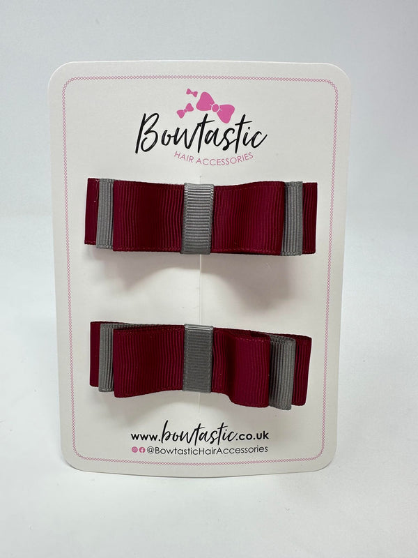 3 Inch Slide Bows - Wine & Metal Grey - 2 Pack