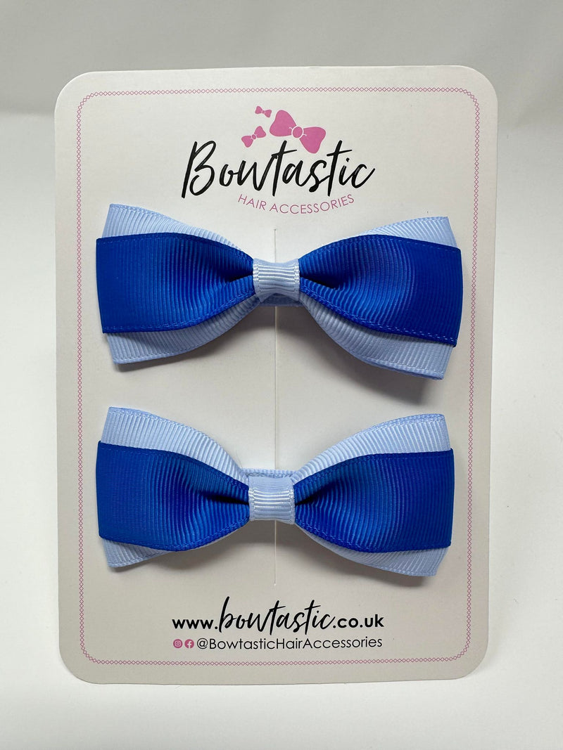 3 Inch Thin Tuxedo Bows - Royal Blue & Bluebell - 2 Pack