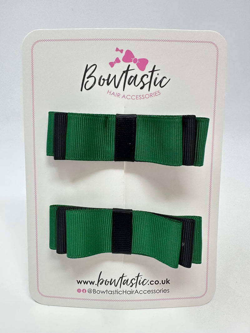 3 Inch Slide Bows - Forest Green & Black - 2 Pack