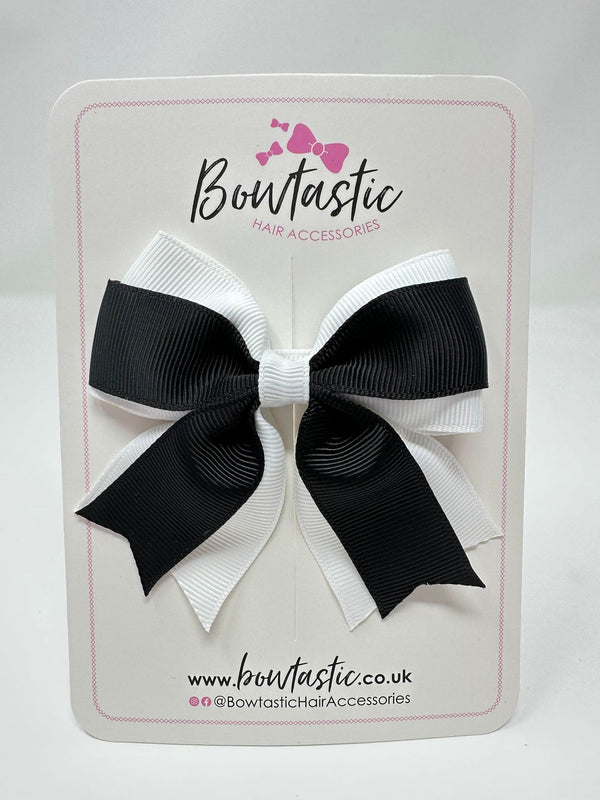 3 Inch Layer Tail Bow - Black & White