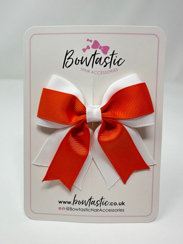 3 Inch Layer Tail Bow - Orange & White