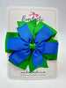 4 Inch Double Pinwheel Bow - Royal Blue & Emerald Green