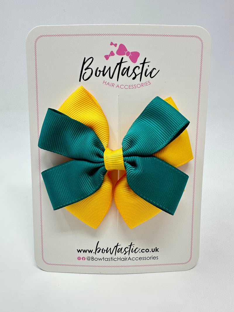 3.5 Inch Butterfly Bow - Jade Green & Yellow Gold