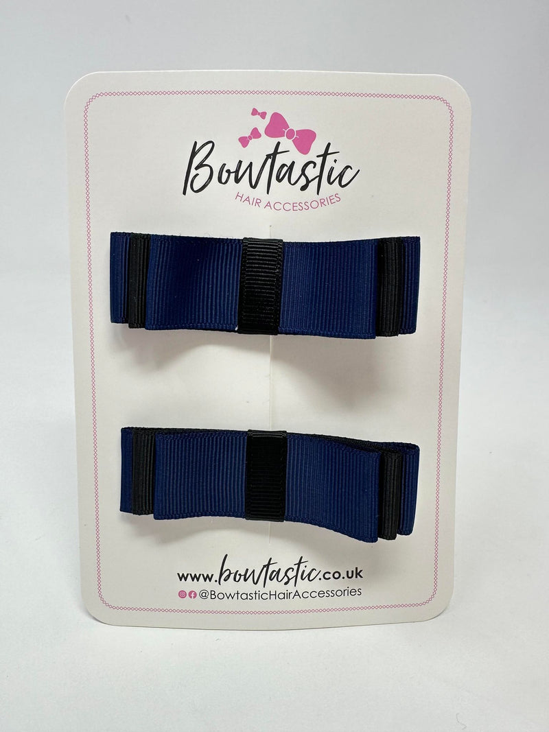 3 Inch Slide Bows - Navy & Black - 2 Pack