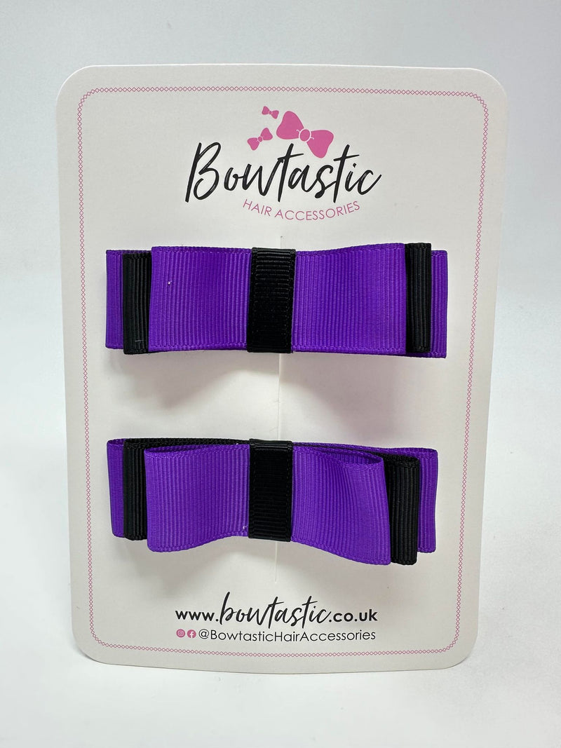 3 Inch Slide Bows - Purple & Black - 2 Pack