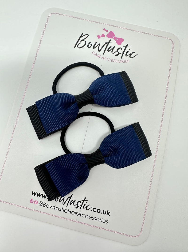 2.5 Inch Thin Style Bows Thin Elastic - Navy & Black - 2 Pack