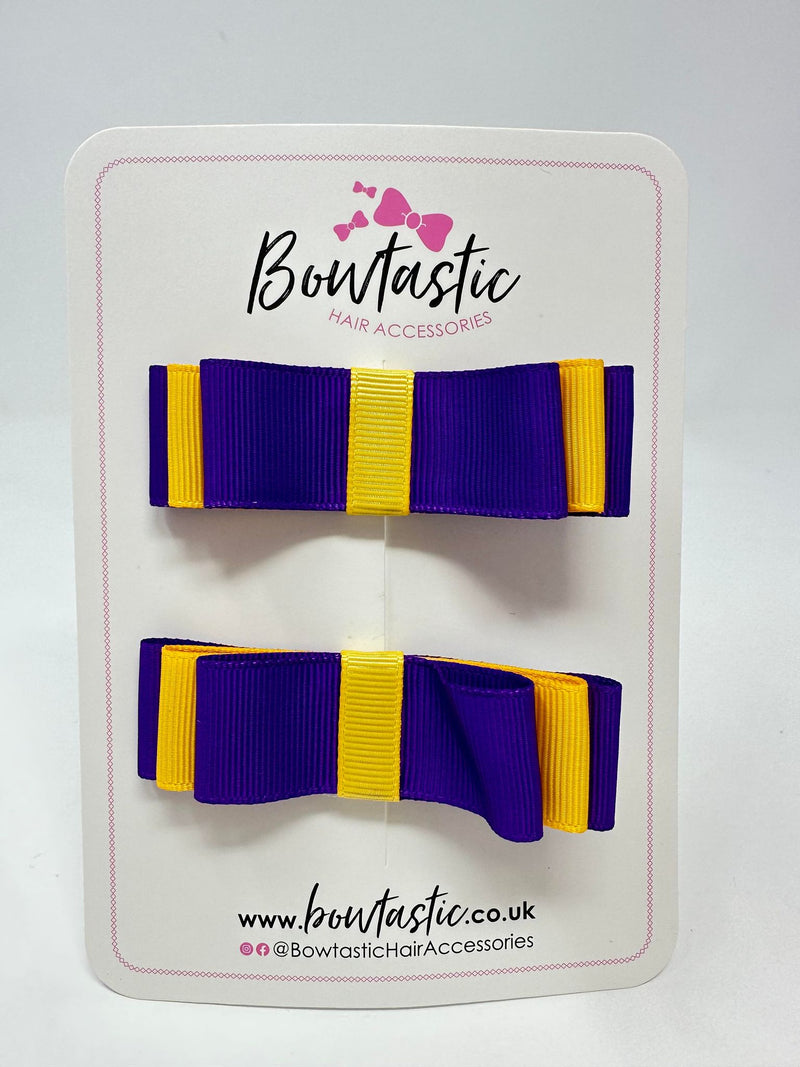 3 Inch Slide Bows - Purple & Yellow Gold - 2 Pack