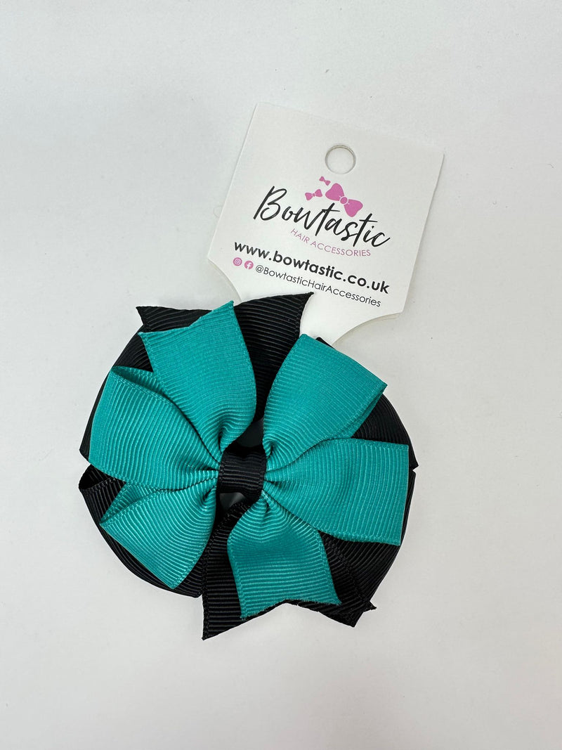 3 Inch Double Pinwheel Thin Elastic - Jade Green & Black